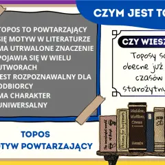 Topos to powtarzający się motyw w literaturze, obecny od starożytności. Rozpoznawalny i uniwersalny.