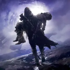 Strażnik niesie rannego towarzysza przez kosmiczną pustynię. To kluczowy moment w **Destiny 2 poradnik**.