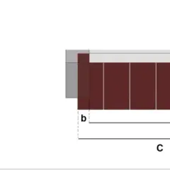 Wzory na obliczanie długości (C = a + 2b) i głębokości (G = d + e) parapetów zewnętrznych, z uwzględnieniem wymiarów wnęki (a, e) i wpustu w ścianę (b).