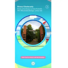 Brama Oświecenia, pokestop prowadzący do kościoła.