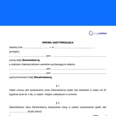 Umowa uaktywniająca, która reguluje świadczenie usług opieki nad dzieckiem. Dokument zawiera dane stron i cel umowy.