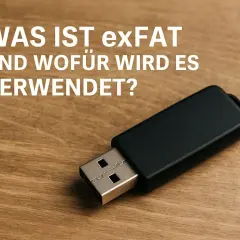 Schwarzer USB-Stick mit exFAT-Formatierung, ideal für große Dateien und plattformübergreifende Kompatibilität.