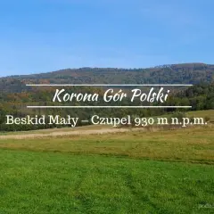 Beskid Mały – Czupel 930 m n.p.m., jeden z punktów Korony Gór Polski, otoczony jesiennymi lasami i zielonymi łąkami.