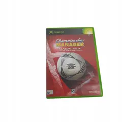 Okładka gry Championship Manager 01/02 na konsolę Xbox z piłką nożną.