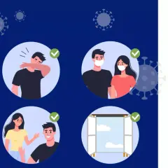 Gestes barrières pour comment éviter la grippe : se couvrir en toussant, porter un masque, se laver les mains, aérer.