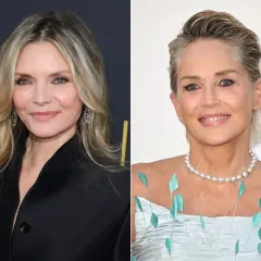 Michelle Pfeiffer i Sharon Stone: metamorfoza fryzury 50+. Długie fale kontra eleganckie upięcie.
