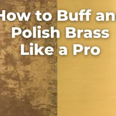 Learn how to polish brass to a brilliant shine. The image shows a before and after of tarnished brass being restored.