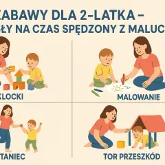 Zabawy dla 2-latka: budowanie z klocków, malowanie, taniec i tor przeszkód. Pomysły na wspólne spędzanie czasu z maluchem.