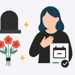 Kobieta w żałobie z kwiatami przy grobie, symbolizująca urlop okolicznościowy śmierć i potrzebę czasu na żałobę.