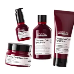 Rutina L'Oréal Vitamino Color Spectrum para saber como hidratar el pelo teñido. Incluye champú, mascarilla y acondicionador.