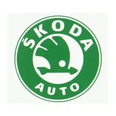 Zielony znaczek Skoda Auto z białym skrzydlatym motylem. To symbol, co oznacza znaczek Skody, symbolizujący dynamizm i podróż.