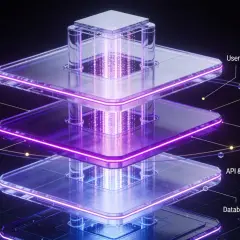 Architecture logicielle en couches, illustrant l'hébergement SaaS avec une application utilisateur, des microservices et une base de données.