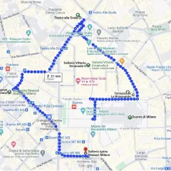 Percorso a piedi per cosa vedere a Milano in due giorni: Duomo, Galleria Vittorio Emanuele II, Teatro alla Scala, Piazza del Duomo.