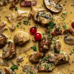 Krämig renskav med svamp och lingon. Ett klassiskt svenskt renskav recept som ser otroligt gott ut!
