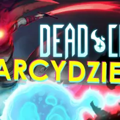 Postać z gry roguelike Dead Cells trzymająca kulę energii. Napis "ARCYDZIEŁO" podkreśla jakość tej gry.