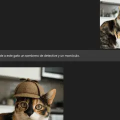 Gato atigrado con sombrero de detective y monóculo, como en las **chatgpt fotos**.