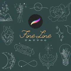 Feine Linien-Tattoos: Schwert, Herz, Rose, Schmetterling, Buch, Mond, Glühbirne & mehr. Ein Hauch von Magie für deine Haut.