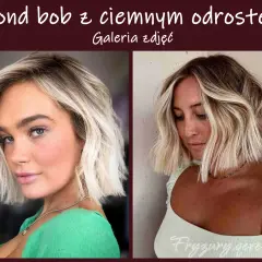 Dwie kobiety z modnym blond bobem i naturalnym odrostem, tworzącym subtelny kontrast.