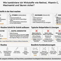 Retinol-Kosmetik: Ein Leitfaden für die Hautpflege. Erklärt, wie man Retinol, Vitamin C, Niacinamid und Säuren kombiniert.