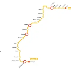 Mappa della Linea D della metro di Roma, con fermate da Jonio a EUR Magliana, passando per Trastevere.