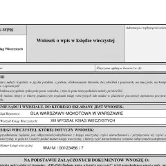 Formularz KW-WPIS do wykreślenia hipoteki z księgi wieczystej. Wniosek o wpis w księdze wieczystej.