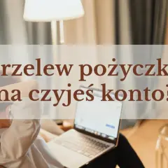 Kobieta z laptopem, zastanawiająca się nad przelewem pożyczki na czyjeś konto.
