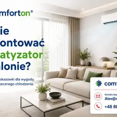 Nowoczesny salon z klimatyzatorem. Dowiedz się, gdzie zamontować klimatyzator w salonie dla optymalnego komfortu.