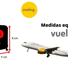Maleta de cabina Vueling con medidas X, Y, Z cm. Avión Vueling.