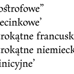 Różne rodzaje cudzysłowów: „apostrofowe”, „przecinkowe”, «ostrokątne francuskie», »ostrokątne niemieckie« i 'definicyjne'.