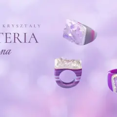 Biżuteria z naturalnych kryształów: pierścionki i naszyjnik z ametystem.