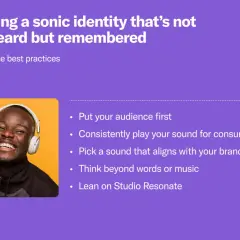 Man with headphones smiles, illustrating how to create memorable sonic branding by aligning sounds with your brand and audience.