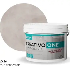 Kreatywny mikrocement w wiaderku 10kg. Sprawdź atrakcyjną mikrocement cena za m2 dla koloru CRO 26.