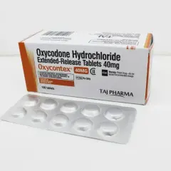 Oxycontin co to? Opakowanie Oxycontex 40mg, tabletek o przedłużonym uwalnianiu. Obok blistry z tabletkami.