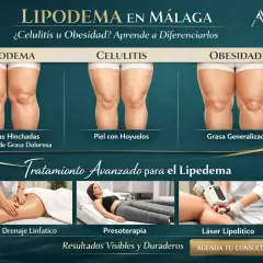 Comparativa visual de lipedema, celulitis y obesidad. Muestra tratamientos avanzados para el lipedema.