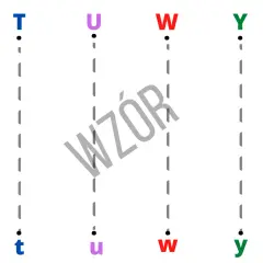 Ćwiczenia grafomotoryczne przykłady: litery S, T, U, W, Y, Z do pisania po śladzie.
