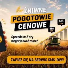 Wawrzyniak Zbiersk oferuje serwis SMS z cenami zbóż. Zobacz, czy sprzedawać, czy magazynować. Zapisz się!