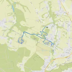 Mapa szlaków pieszych i rowerowych w okolicach Rudy Śląskiej. Widoczne tereny zielone, lasy, drogi i zabudowania. Ruda Śląska atrakcje turystyczne.
