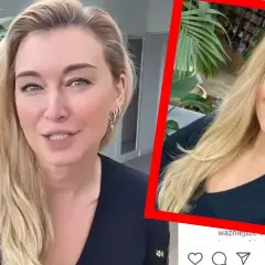 Martyna Wojciechowska w stylizacji, która mogłaby trafić na okładkę Playboya, uśmiecha się do obiektywu.