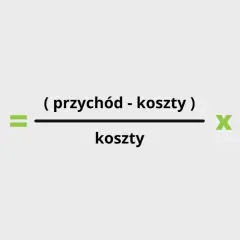 Wzór na ROI: (przychód - koszty) / koszty * 100. Obliczanie zwrotu z inwestycji.
