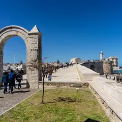 Arco monumentale e passeggiata sul lungomare, con la cattedrale in lontananza. Ecco cosa vedere a Trani.