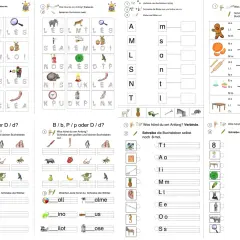 Arbeitsblatt zum Thema "was sind Anlaute". Kinder lernen, den Anfangsbuchstaben von Wörtern zu erkennen und zu schreiben.