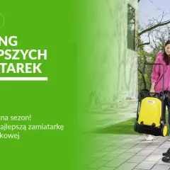 Kobieta wybiera najlepszą zamiatarkę do kostki brukowej, przygotowując się na wiosnę.