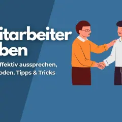 Mitarbeiter loben: Ein Mann legt seinem Kollegen anerkennend die Hand auf die Schulter und schüttelt ihm die Hand.