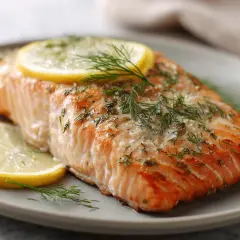En saftig lax i ugn, perfekt tillagad med citronskivor och färsk dill. En klassiker som alltid smakar bra.