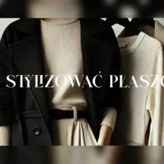 Elegancki płaszcz flauszowy z kapturem, prezentowany w stylizacji z beżowym golfem i spodniami.