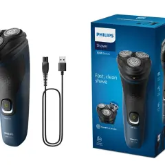 Golarka Philips 1000 Series, kabel USB i opakowanie.