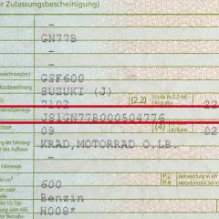 Fragment dokumentu pojazdu z zaznaczonym numerem VIN.
