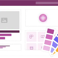 Conception d'une interface utilisateur pour un power apps tutorial, avec des éléments de design et une palette de couleurs.