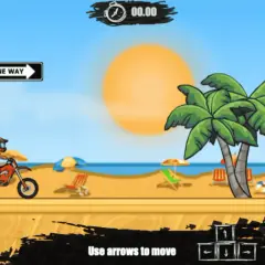 Motocyklista na plaży w grze wyścigowej. Idealne darmowe gry bez internetu dla fanów adrenaliny.