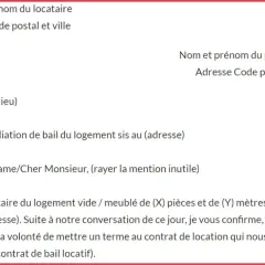 Modèle de lettre pour la résiliation de bail. Le locataire informe le propriétaire de sa décision de mettre fin au contrat de location.